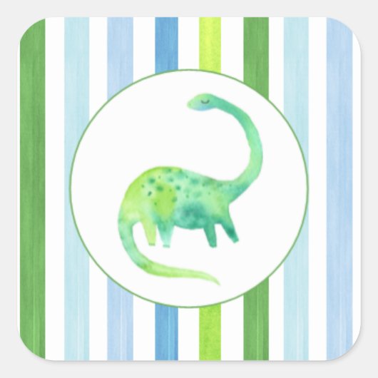 Groene Dinosaurus en strepen sticker (Voorkant)