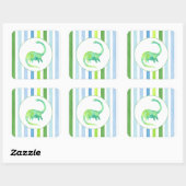 Groene Dinosaurus en strepen sticker (Vel)