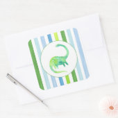 Groene Dinosaurus en strepen sticker (Envelop)
