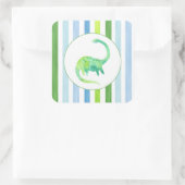 Groene Dinosaurus en strepen sticker (Tas)