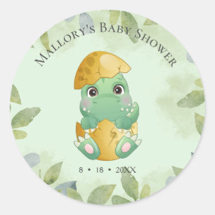Groene Dinosaurus Jongens Baby shower Ronde Sticker