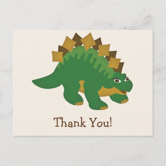 Groene dinosaurus, Stegosaurus Dank je Briefkaart (Voorkant)