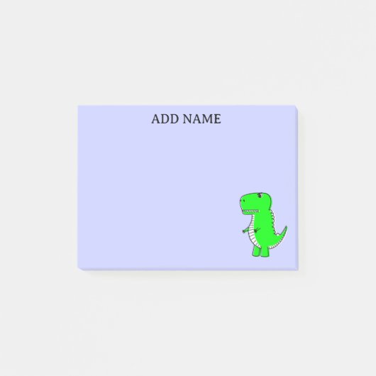 Groene Dinosaurus Tekening Aangepaste Naam Post-it® Notes (Voorkant)