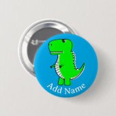 Groene Dinosaurus Tekening Aangepaste Naam Ronde Button 5,7 Cm (Voorkant /achterkant)