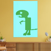 Groene dinosaurusmonster, digitale Kinder kunst :) Canvas Afdruk (Insitu (Woonkamer))