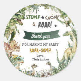 Groene Dinosaurussen Jurassic Boy Verjaardag Ronde Sticker