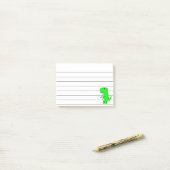 Groene dinosaurustekening, gerelineerd 4x3 post-it® notes (Op bureau)