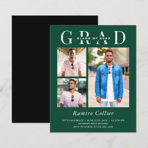 Groene diploma-uitreikingskaart met 3 foto's