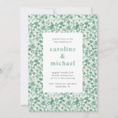  Groene Ditzy Floral Wedding Uitnodiging (Voorkant)
