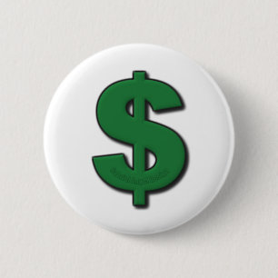 Groene dollar ronde button 5,7 cm