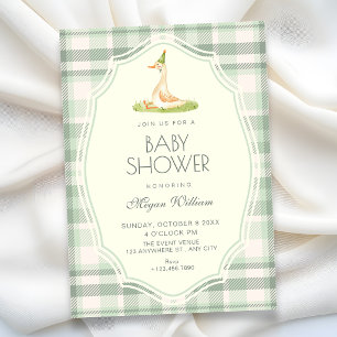 Groene domme gans eend baby shower kaart