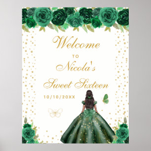 Groene Donkere Huid Meisje Sweet Sixteen Welkom Poster