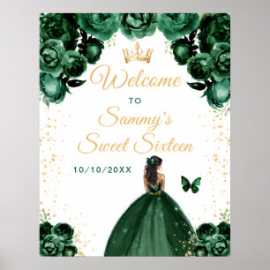 Groene Donkere Huid Prinses Sweet Sixteen Welkom Poster