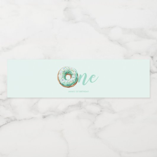Groene Donut Verjaardag Waterfles Etiket (Enkel label)