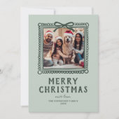 Groene Doodle Fotolijst Kerstmis Feestdagenkaart (Voorkant)