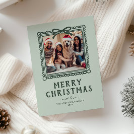 Groene Doodle Fotolijst Kerstmis Feestdagenkaart