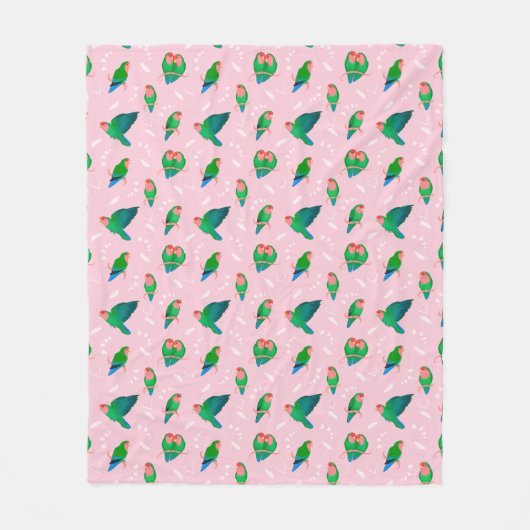 Groene doorsnede Lovebird Fleece Deken (Voorkant)