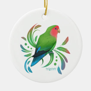 Groene doorsnede Lovebird Keramisch Ornament
