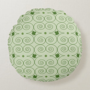 Groene Draaikolk en Klaverpatroon Rond Kussen