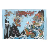 Groene draak en Feng Huang. Illustratie Kussensloop (Voorkant)
