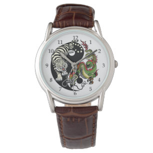 groene draak en witte tijger yin yang horloge