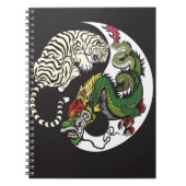 groene draak en witte tijger yin yang symbool notitieboek (Voorkant)