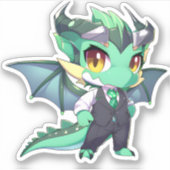 Groene draak in een Suit-Sticker Sticker (Voorkant)