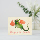Groene draak met Donut Briefkaart (Staand voorkant)