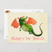 Groene draak met Donut Briefkaart (Voorkant / Achterkant)