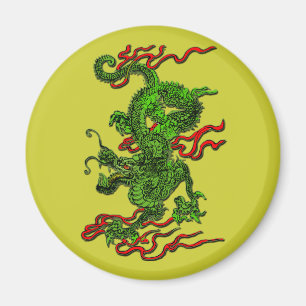 Groene draak met rode linten Apparel en cadeautjes Magneet