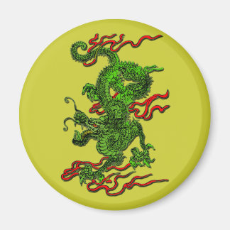 Groene Draak met Rode Linten Kleding & Geschenken Magneet