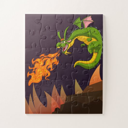 Groene draak puzzel legpuzzel (Verticaal)