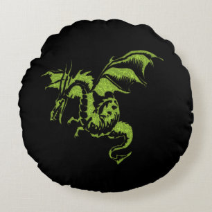 Groene Draak Rond Kussen