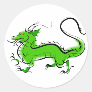 Groene draak ronde sticker