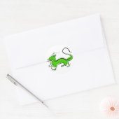 Groene draak ronde sticker (Envelop)