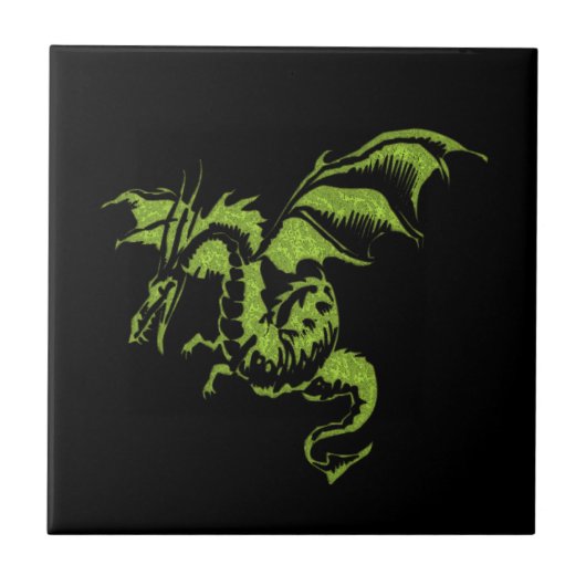 Groene Draak Tegeltje (Voorkant)