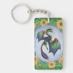 Groene draak van de Natuur Fantasy Art Sleutelhanger