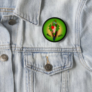 Groene draak van Doudou Ducasse Ronde Button 5,7 Cm