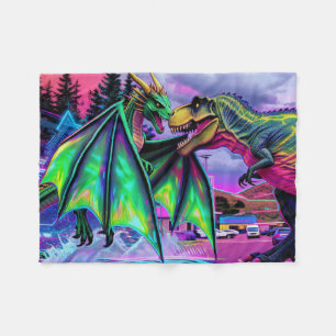 Groene Draak vs Dinosaurus Fleece Deken