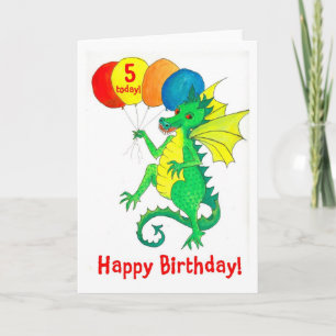 Groene dragon 5th Birthday Card Kaart
