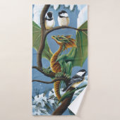 Groene Dragon Chickadees Winter Badhanddoek (Badhanddoek)