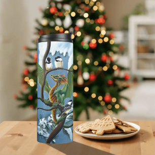 Groene Dragon Chickadees Winter Thermosbeker