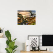 Groene dragon Fantasy Mountains Poster (Thuiskantoor)