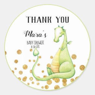 *~* Groene Dragon Glitter Baby shower Dank u Ronde Sticker