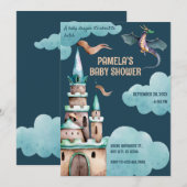 Groene Dragon kasteel baby shower Kaart (Voorkant / Achterkant)