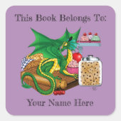 Groene Dragon Pastry Chef Bookplate Vierkante Sticker (Voorkant)