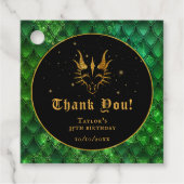Groene Dragon Schalen Gouden Verjaardag Dank u Bedankjes Labels (Voorkant)