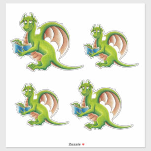 Groene dragovinylsnijstickers (4 op een blad) sticker