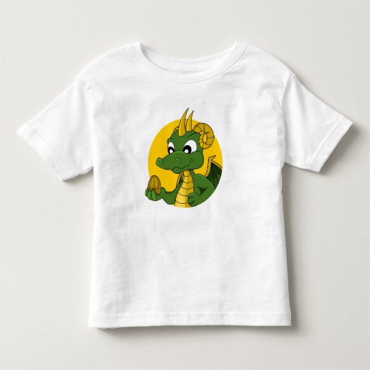 Groene drakencartoon-peuter-t-shirt kinder shirts (Voorkant)