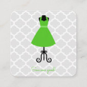 Groene dress Seamstress en veranderingen Vierkante Visitekaartje (Achterkant)